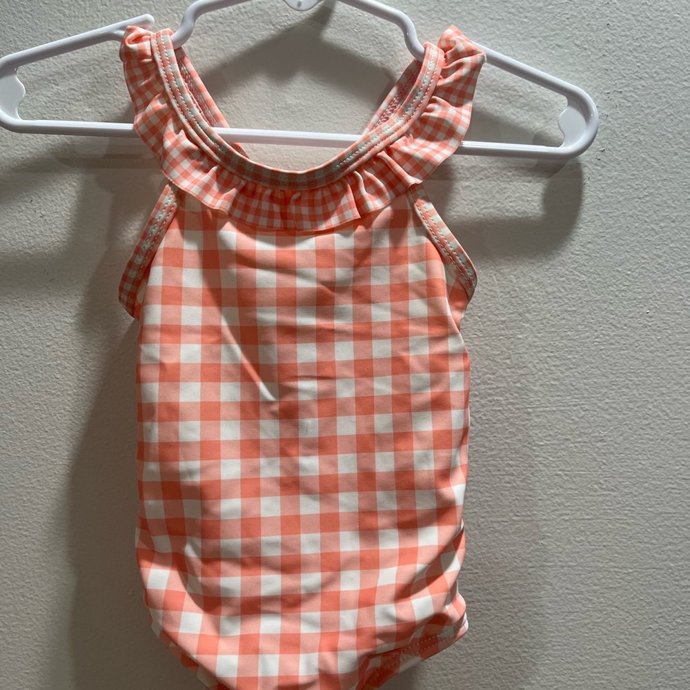 Peach Gingham Checkered One-Piece Swimsuit  9M